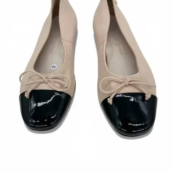 Paul Green $398 Leather 1000 Ballet Flat Black Biscuit Bow Cap Toe Women AU 4 - Picture 3 of 15